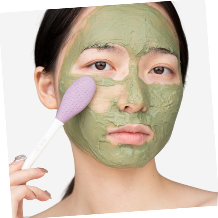 12532 Double-headed Silicone Mask Brush Face Cleansing And Applying Mud Mask Beauty Salon Special Brush Smear Tool Facial Scrub Silicone Wash Scrubber Face Tools (1 Pc) - Trendex