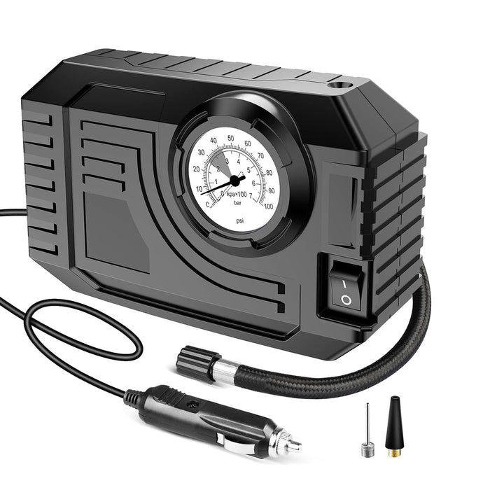 7586 Tire Inflator Portable Air Compressor 12v Small Air Pump For Car Tires Bicycle Balloons Cars Bike Bicycles And Other Inflatables With Led Light (12v) - Trendex