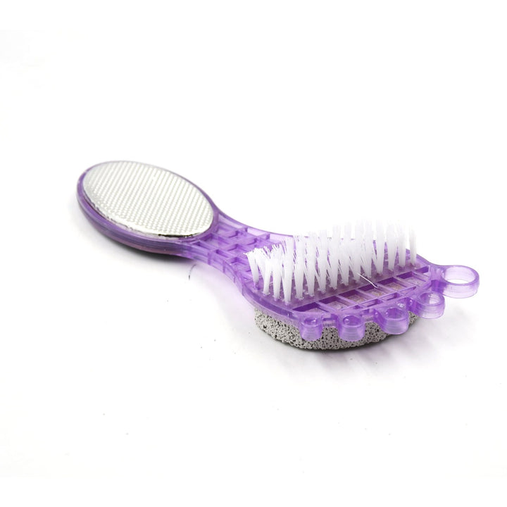 6993  4 In 1 Pedicure Tool For Rough  Dry Feet Dual-sided With Pumice Stone Soft Brush Steel Scrubber  Emery File Softens Hard Foot Corns  Calluses Cleanses  Smoothens Dull Feet - Trendex