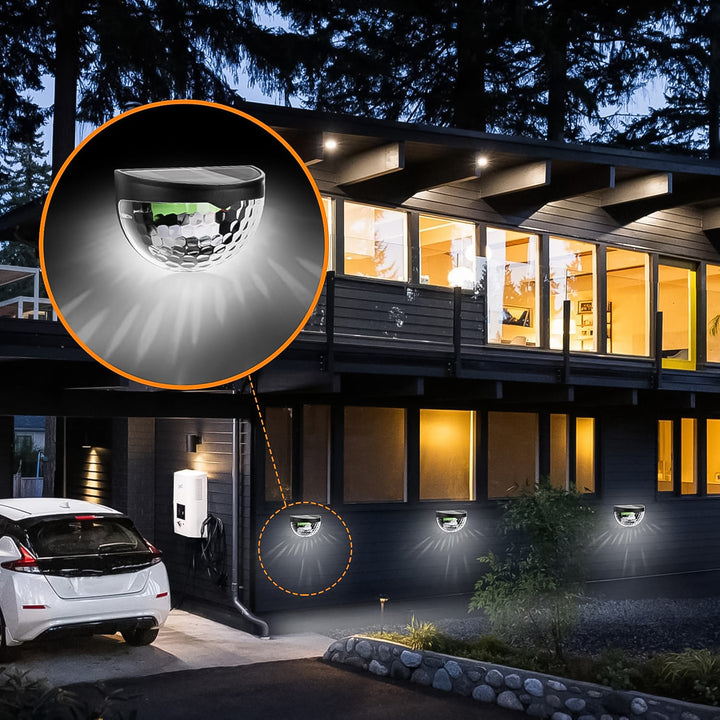 6 Led Solar Powered Wall Mount Fence Light With Honeycomb Shade Design (2 Pc Set) - Trendex