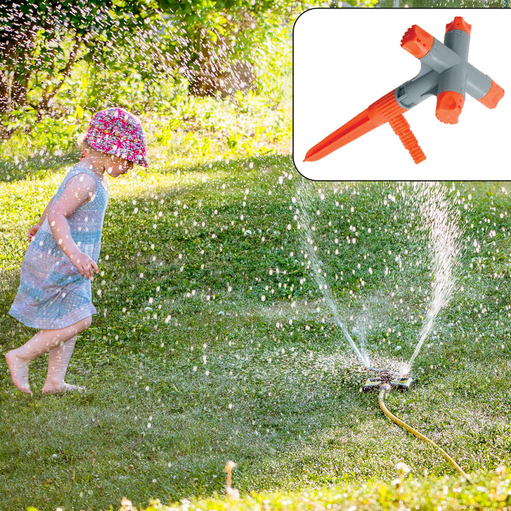 7490 Garden Sprinkler 360  Rotating Adjustable Round 3 Arm Lawn Water Sprinkler For Watering Garden Plantspipe Hose Irrigation Yard Water Sprayer - Trendex