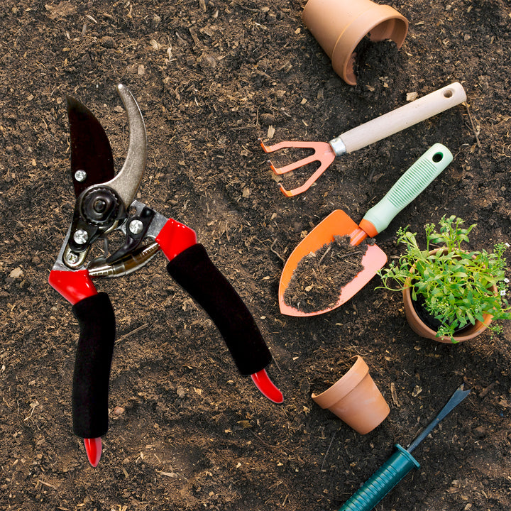 9082 21cm Red Garden Shears Sharp Cutter Pruners Scissor Pruner. - Trendex