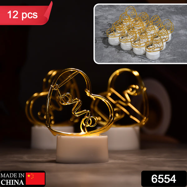 6554 Multicolor Flameless Heart Design Candles For Decoration (Set Of 12pc) - Trendex