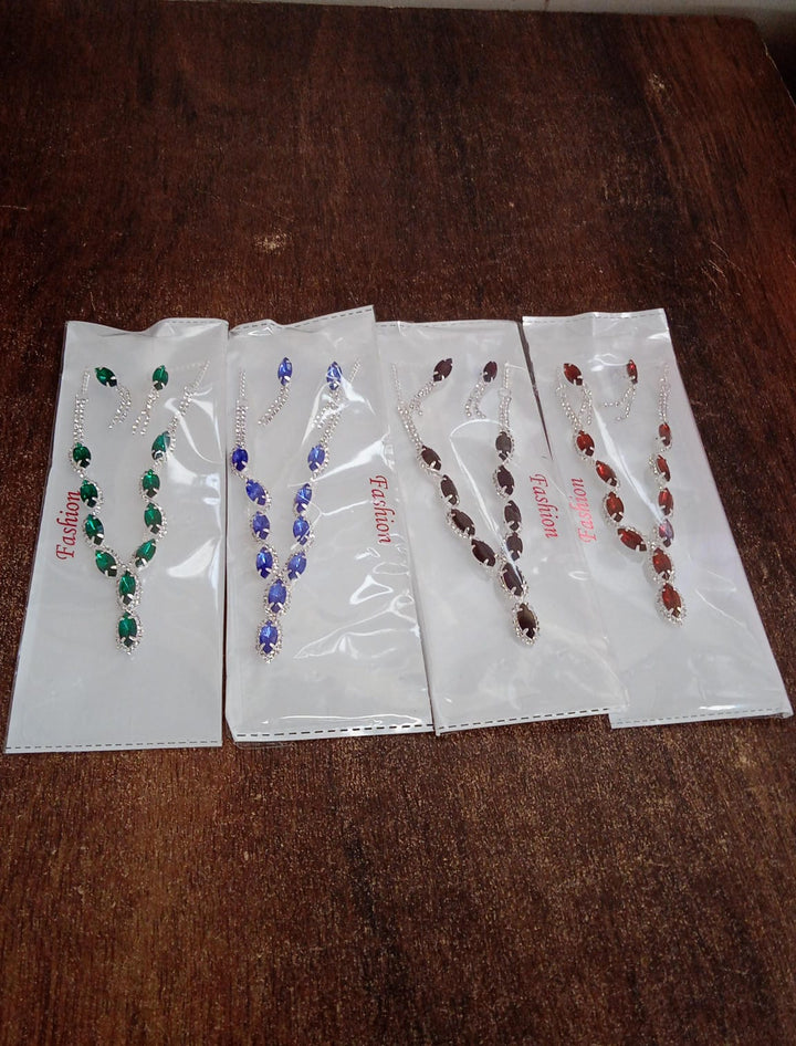 Necklace And Earrings Set Wedding Jewelry Set (1 Set  Mix Color) - Trendex
