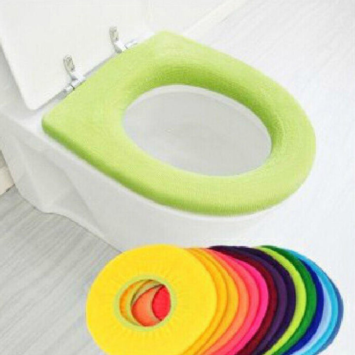 4768 Bathroom Soft Thicker Warmer Stretchable Washable Cloth Toilet Seat Cover Pads (1pc) - Trendex