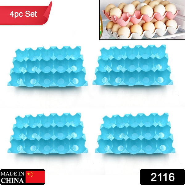 2116 15 Cavity Plastic Egg Tray Egg Trays For Storage With 15 Eggs Holder (4 Pc Set) - Trendex