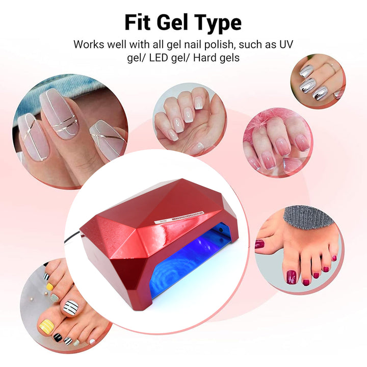 36w Led Nail Dryer Curing Nail Polish Uv Gel Diamond Shaped Nail Dryers (1 Pc) - Trendex