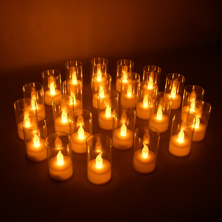 Flameless Candles With Transparent Plastic Covers Set Of 24 Pcs Led - Trendex