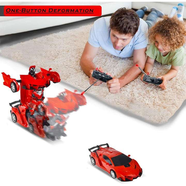 2 In 1 Automatic Robot Converted Remote Control Car With Light Scale 360drifting Deformation Robot Car Toy Kids Boys Robot Convertunique Toy For Boys (1 Pc) - Trendex
