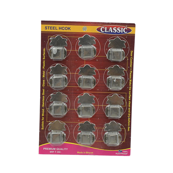 9415 Stainless Steel Agarbatti Stand Agarbatti Holder Stand Self Adhesive Wall Mounted Stand Wall Hook Capacity To Hold 3 Agarbatti - Pack Of 12 Hooks - Trendex