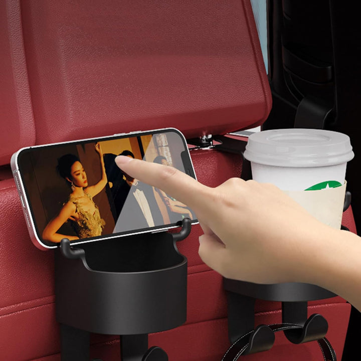 8548 Car Headrest Backseat Organizer 3 In 1 Automotive Cell Phone Drink Cupholder Adapter With Headrest Hooks For Kids And Adults Multifunctional Storage For Car Travel Accessories - Trendex