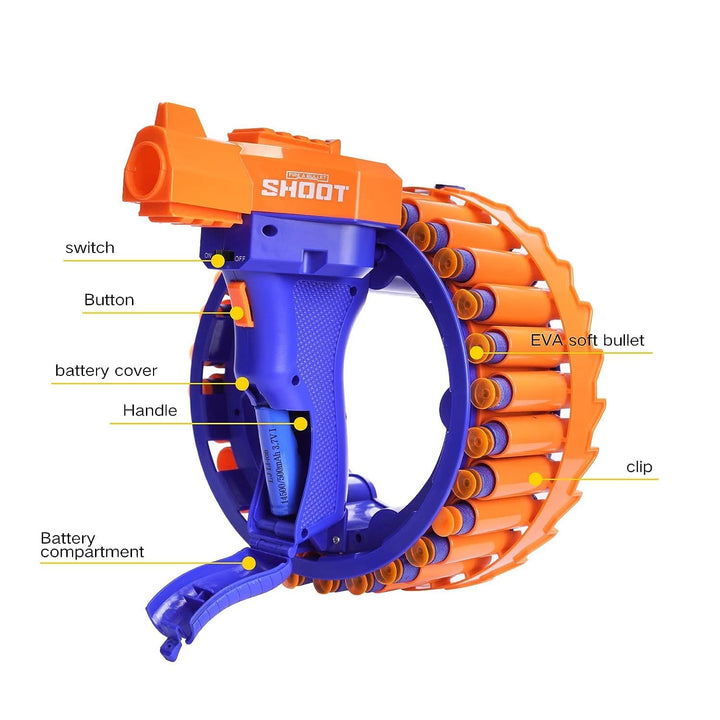 17921 Amazing Toy Gun Electric Gun For Children 28 Soft Bullets For Youth Safety Childrens Electric Hand Ring Wheel Soft Bullet Gun Gift Toys - Trendex