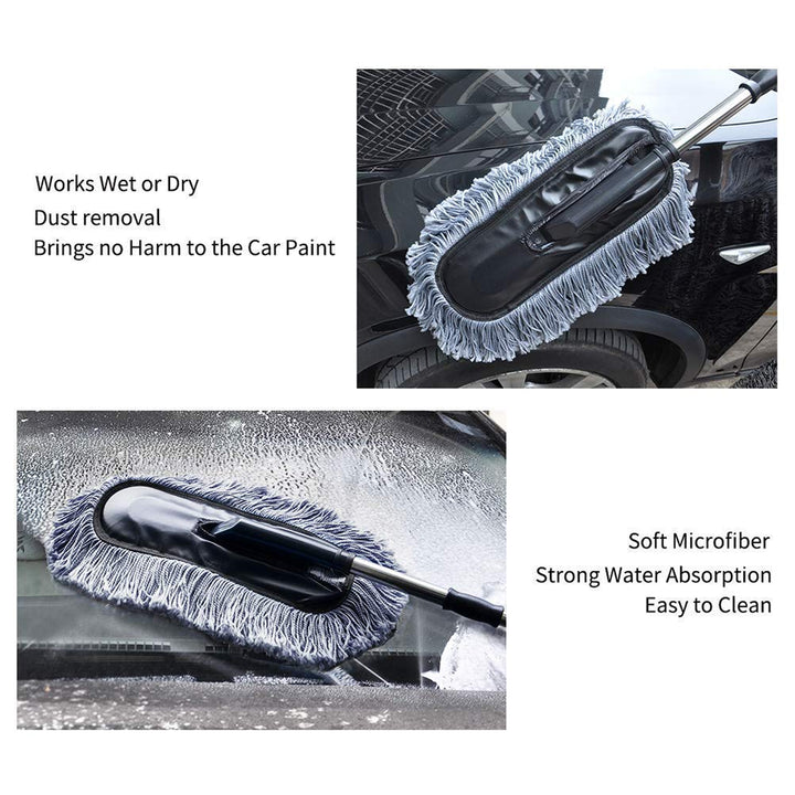 4749 Car Duster Long Retractablesoftnon-sliphandle Multipurpose Microfiber Wash Brush Vehicle Interior And Exterior Cleaning Kit With For Car Boats Or Home - Trendex