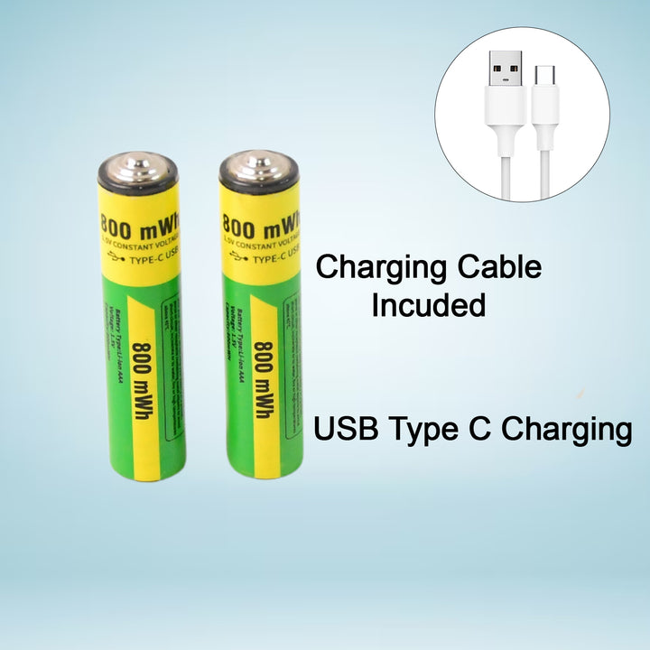 Aaa Rechargeable 800 Mwh Batteries With Recharging Cable (2 Pc Set) - Trendex