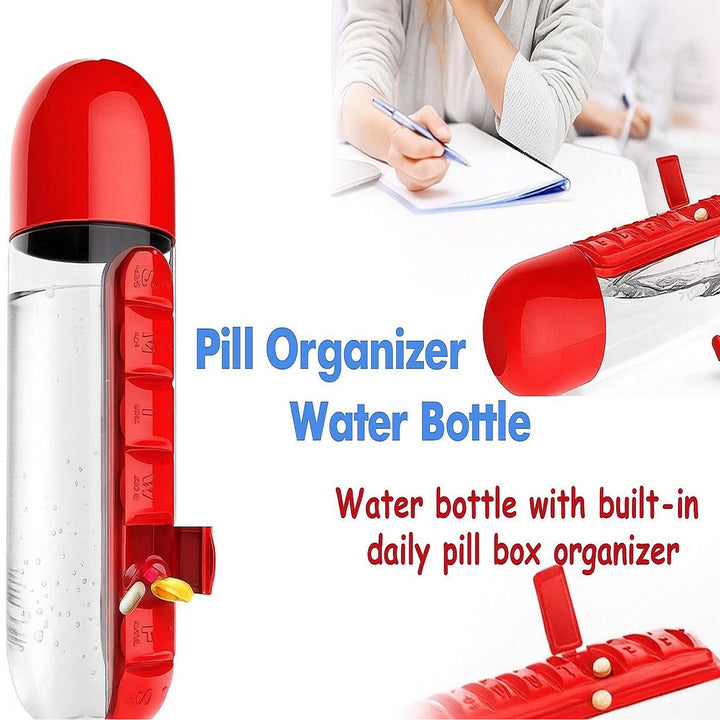 Water Bottle With Built-in 7-day Pill Organizer Approx 900ml (1 Pc) - Trendex
