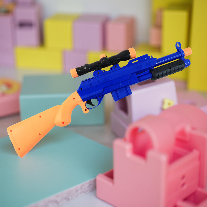 Shot Air Gun Toy With Scope And 8 Soft Foam Bullets Set - Trendex