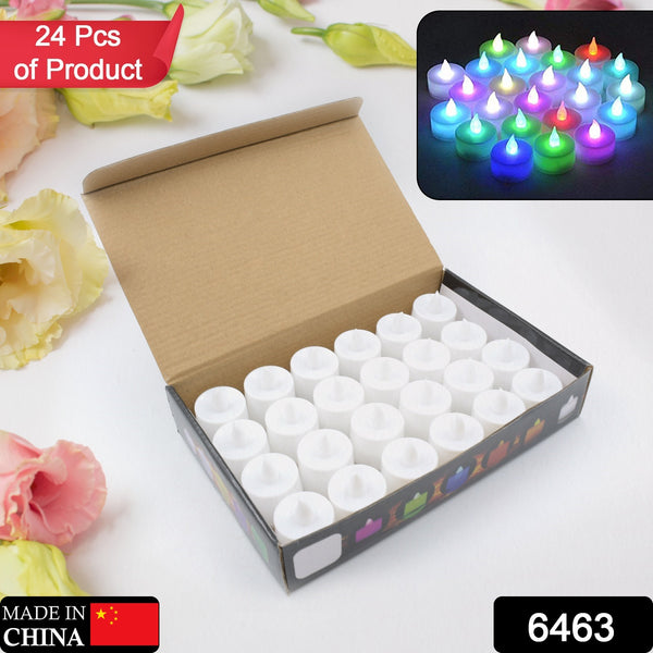 6463 24pcs Festival Decorative - Led Tealight Candles  Battery Operated Candle Ideal For Party Wedding Birthday Gifts (Multi Color) ( Diya  Divo  Diva  Deepak  Jyoti ) - Trendex