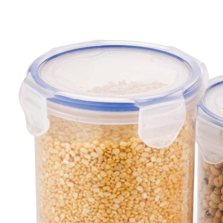 5828 Round Plastic Airtight Food Storage Containers With Leak Proof Locking Lid Storage Container Set Of 3( Approx Capacity 500ml1000ml1500ml Transparent) - 3 Pc Set - Trendex