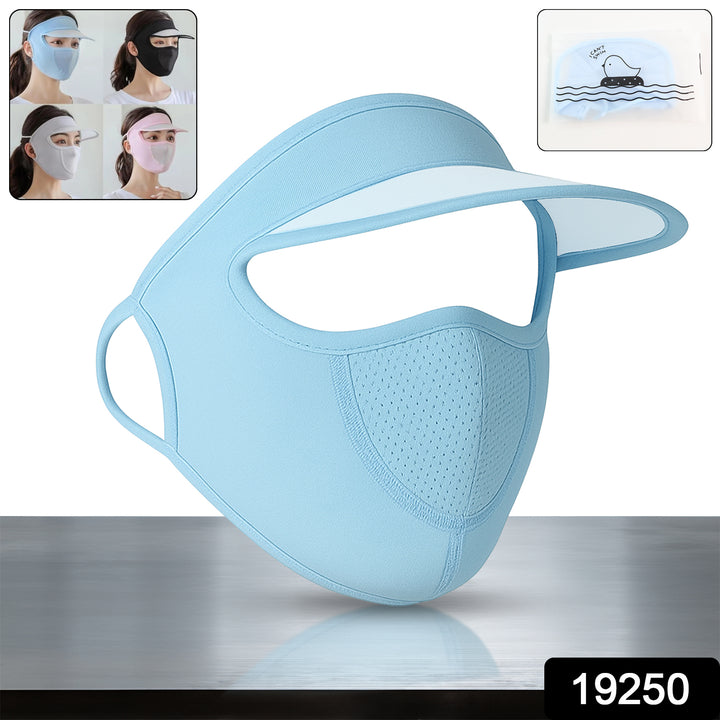 Womens Full Face Uv Protection Cap With Built-in Mask And Wide Brim Visor  Breathable (1 Pc) - Trendex
