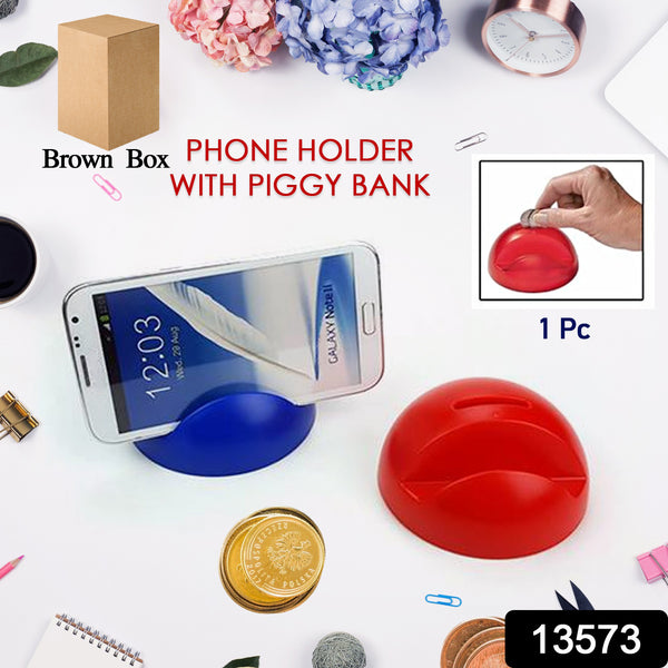 2in1 Abs Plastic Phone Holder Phone Stand With Coin Bank (1 Pc) - Trendex