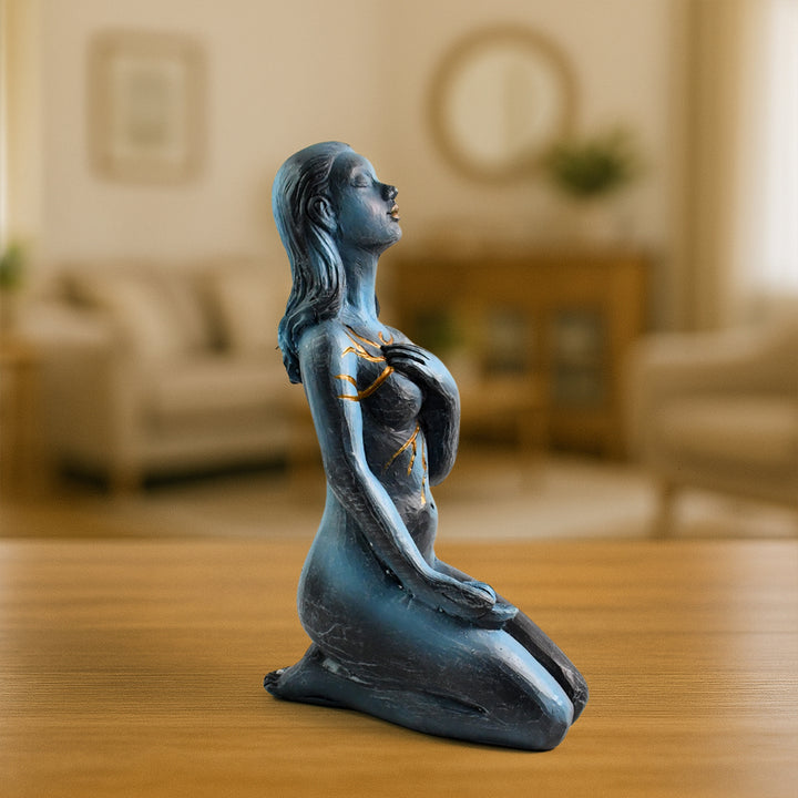 Elegant Resin Kneeling Woman Decorative Statue (1 Pc) - Trendex