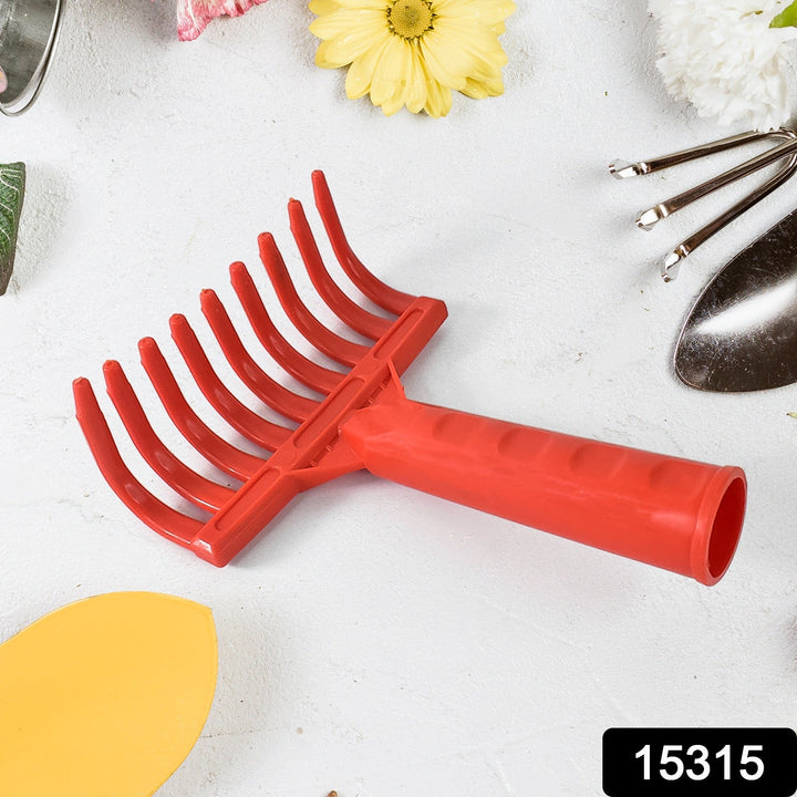 Heavy Duty Plastic Garden Hand Rake  9-tooth Cultivator Tool (1 Pc) - Trendex