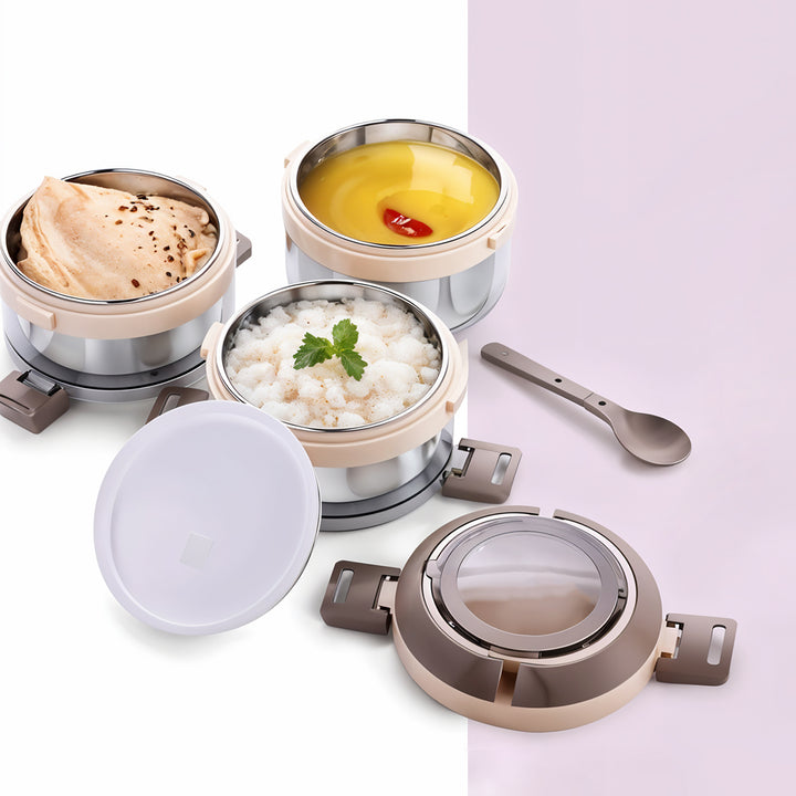 Ganesh Steko-3 Triple Layer Stainless Steel Insulated Lunch Box Set - Trendex