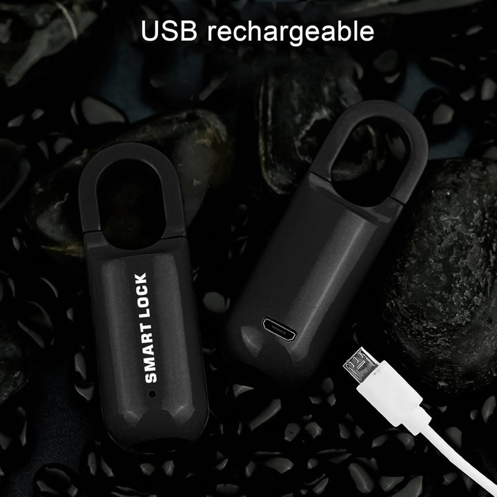Small Usb Rechargeable Smart Fingerprint Padlock For Locker - Trendex