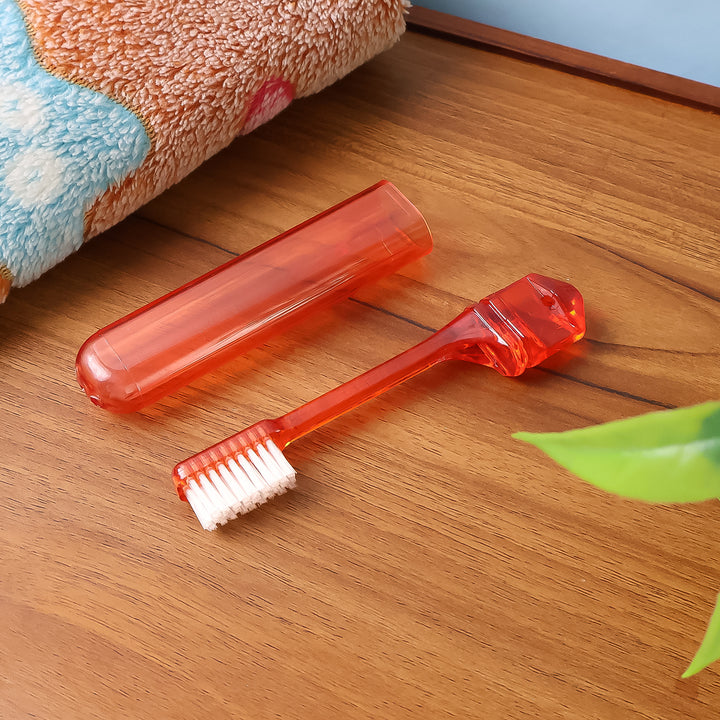 Portable Folding Toothbrush With Built-in Travel Case (1 Pc) - Trendex