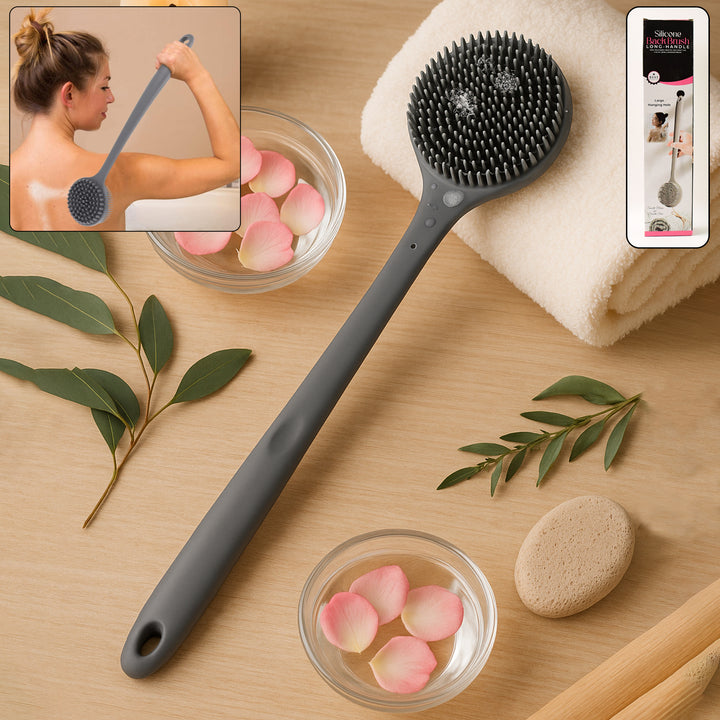 Silicone Back Scrubber Brush With Long Handle (1 Pc) - Trendex