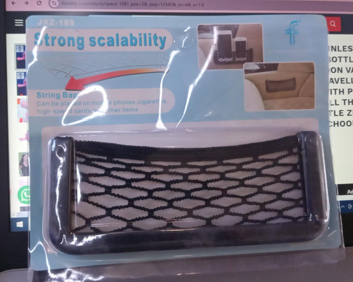 Car Storage Organize Car String Bag Car Seat Side Storage Net Bag Mesh Pocket Organizer Stick-on For Purse Bag Phone - Trendex