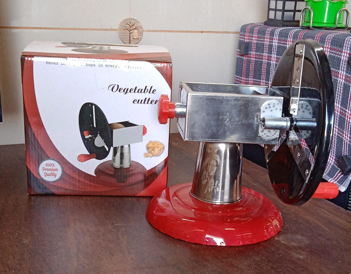 8259 Stainless Steel Chips Maker And Vegetable Slicer For Kitchen Potato Slicer Graters And Chippers. Chips Maker Is Suitable For Vegetable Cuttings. Chips Maker Consist Hard Coated Iron Wheel And Stand. - Trendex