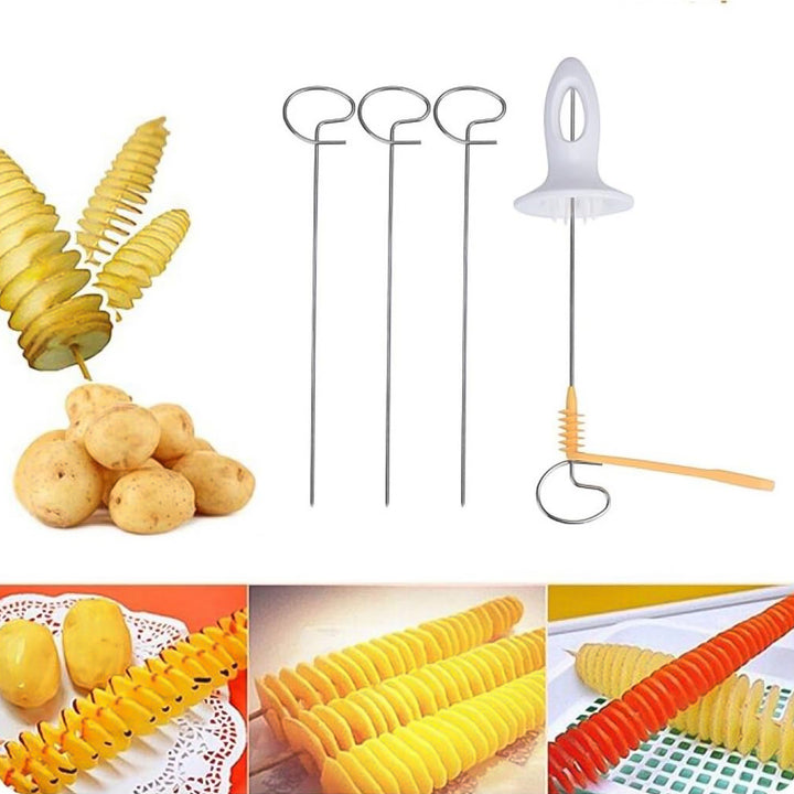 1 Set Potato Spiral Cutter Potato Twister (4 Spits) - Trendex