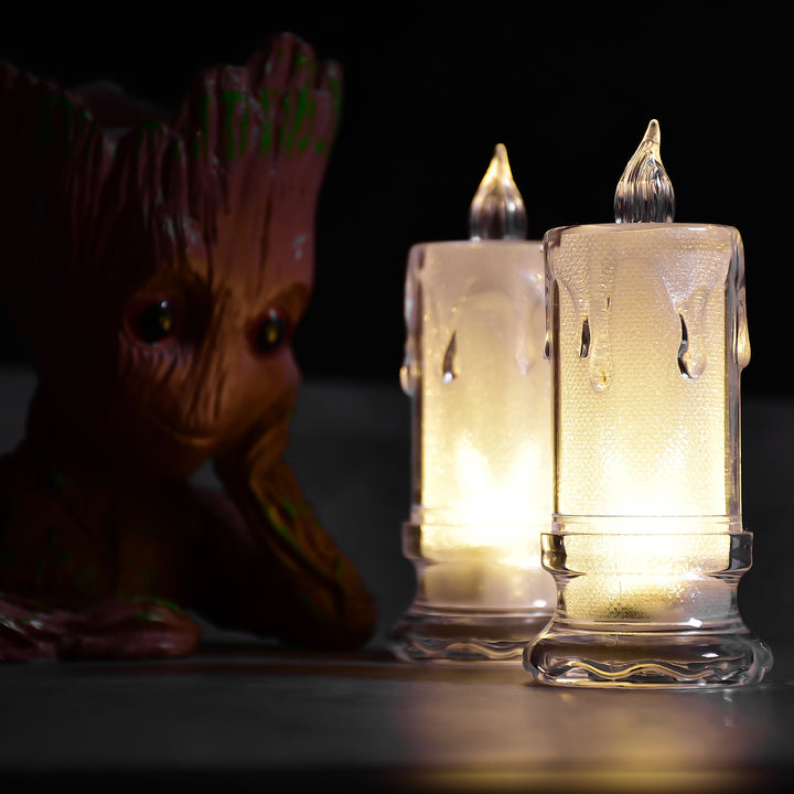 6559 Big Size Flameless Melted Design Candles For Decoration (Set Of 12pc) - Trendex