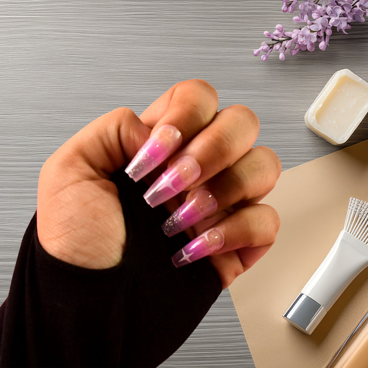 Reusable Press-on Artificial Nails With Adhesive Stickers (12 Pc) - Trendex