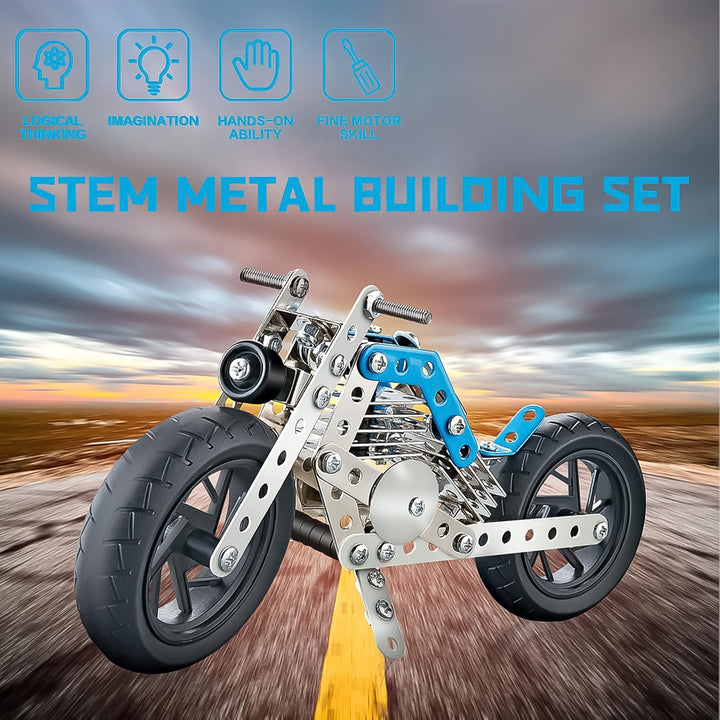 Metal Bike Creative Mechanical Construction Engineering Kit 140 Part Of Bike Tool  1 Set - Trendex