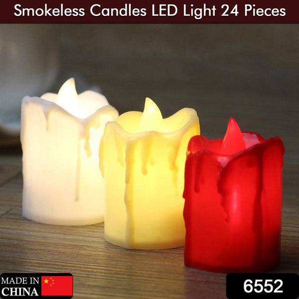 6552 Multicolor Flameless Melted Design Candles For Decoration (Set Of 24pc) - Trendex