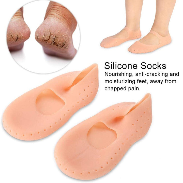 6037 Anti Crack Silicone Gel Foot Protector Moisturising Socks - Trendex