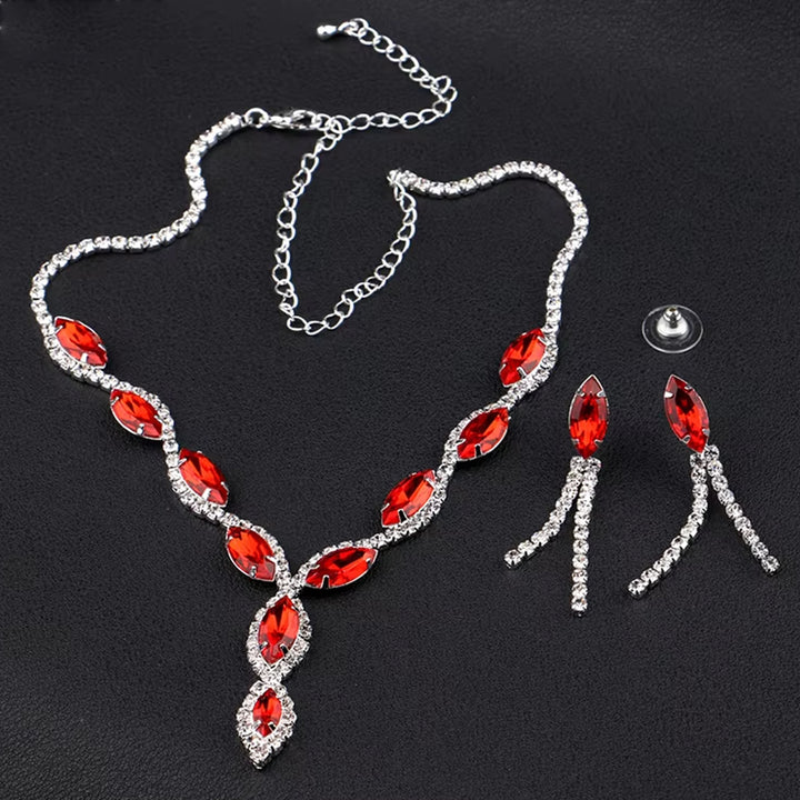 Necklace And Earrings Set Wedding Jewelry Set (1 Set  Mix Color) - Trendex