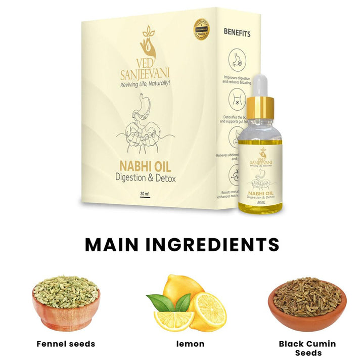 Ved Sanjeevani 30ml Ayurvedic Nabhi Oil For Digestion  Detox (30ml  1 Pc) - Trendex