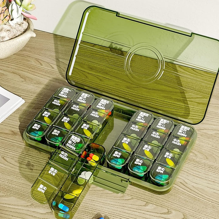 Portable Weekly Pill Box Organiser Daily Pill Keeper 21 Grid Container (1 Pc) - Trendex