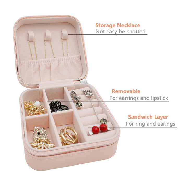 8782 Jewellery Box For Women Mini Portable Jewelry Box Organiserpu Leather Jewlerrying Display Holder Small Travel Jewellery Box For Girls Women Mother Daughte Travel Ring Pendant Earring Necklace Storage Case - Trendex