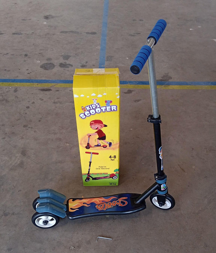 Basic Kids Ride On Leg Push Scooter For Boys And Girls (4 - 8 Years Old Kids) Foldable Scooter Cycle With Height Adjustment For Boys And Girls Multicolor (1 Pc  3 Wheel) - Trendex