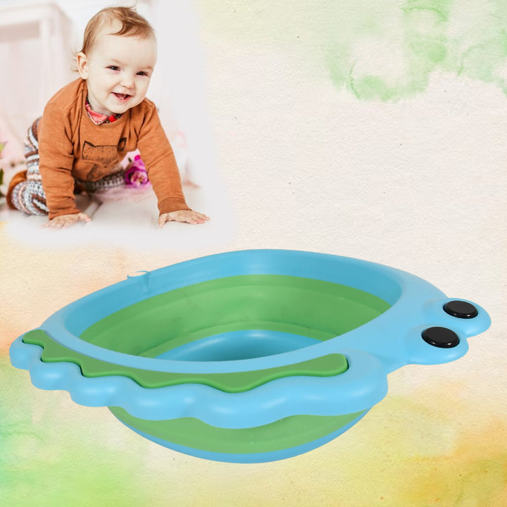 17513 Frog Shape Wash Basin Space Saving Multi Function Foldable Baby Wash Basin Easy Clean Lightweight Thicken For Washing Face For Home (3331cm  1 Pc) - Trendex