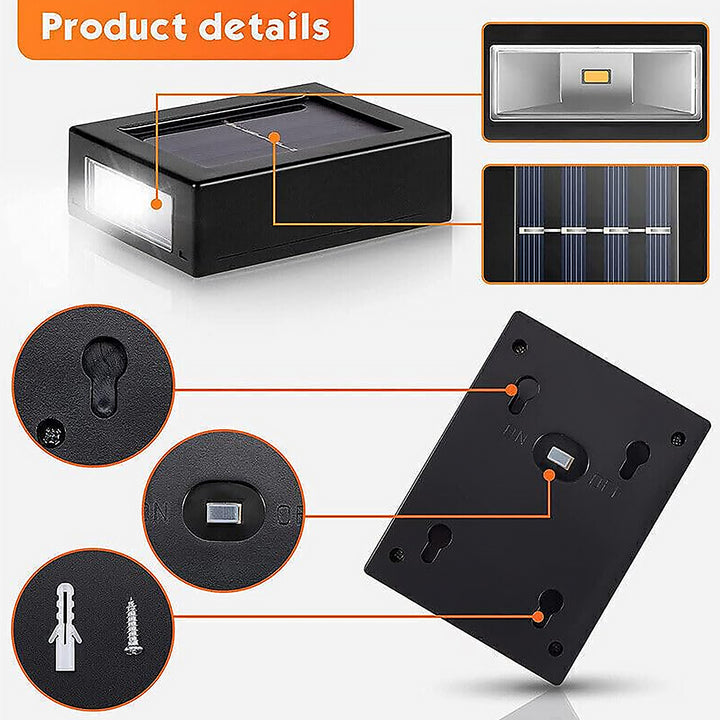 9536 Solar Wall Lights Small Fence Lights Solar Powered Up Down Led Porch Light Garden Lights Outdoor Solar Landscape Lights Waterproof Light (1 Pc) - Trendex