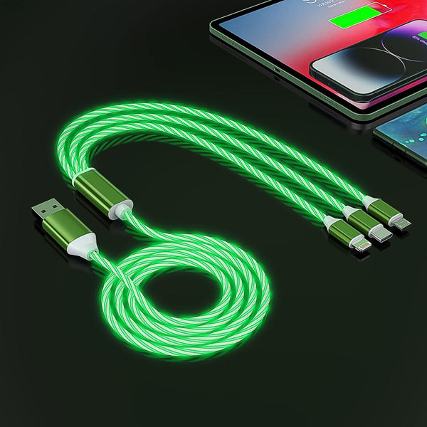 3 In 1 Charging Cable Light Up Fast Charger Multi Charging Cable (1 Pc) - Trendex