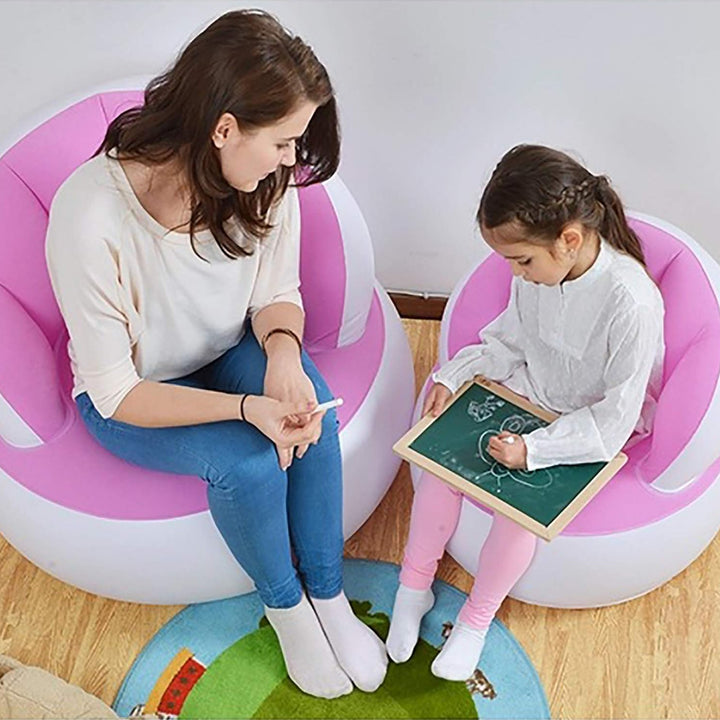 Kids Inflatable Sofa Chair With Backrest  Foot Air Pump With Hose (1 Set  85x74 Cm Approx) - Trendex