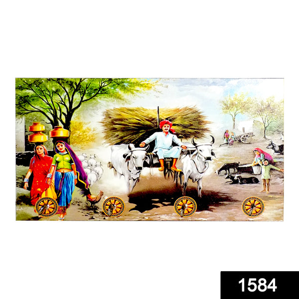 1584 Decorative Wooden Landscape Art With Hooks For Wall Hanging - Trendex