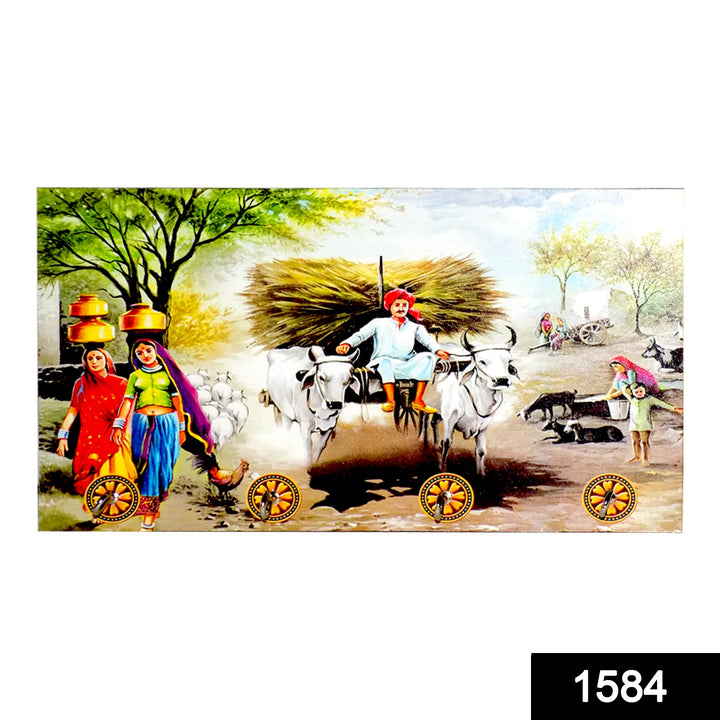 1584 Decorative Wooden Landscape Art With Hooks For Wall Hanging - Trendex