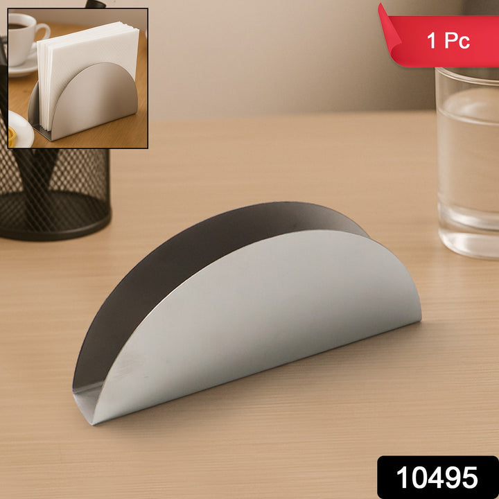 Stainless Steel Half-moon Shaped Tissue Paper Napkin Holder Stand (1 Pc) - Trendex